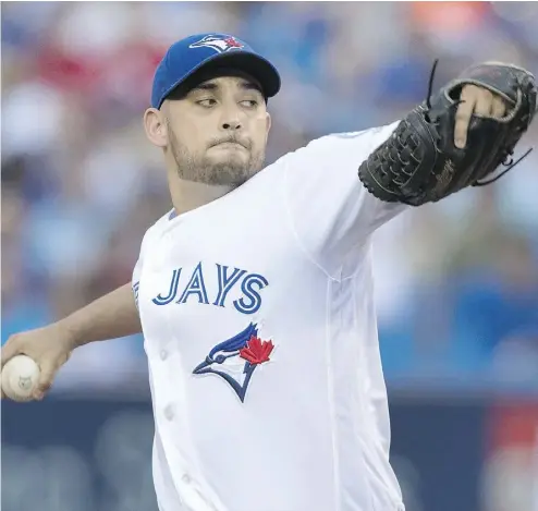  ?? FRED THORNHILL / THE CANADIAN PRESS ?? Blue Jays pitcher Marco Estrada is slated to get the first crack at the high-powered Baltimore Orioles’ lineup in their key weekend series beginning Friday at Rogers Centre in Toronto.