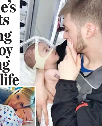  ??  ?? Devoted: Thomas Evans with his son Alfie. Inset, Charlie Gard with mother Connie Yates