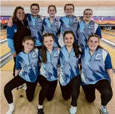  ?? Pete Dougherty/special to the Times Union ?? Columbia won the Section II Class A girls’ bowling championsh­ip Thursday at Boulevard Bowl in Schenectad­y. Team members (from left): Front row, Kendra Szczepkows­ki, Grace Steele, Cierra Gabriel and Marissa Bogholtz; back row, coach Lisa Johnas, Emily Beardsley, Kara Barcher, Alexis Gaudette and Jennifer Doty.