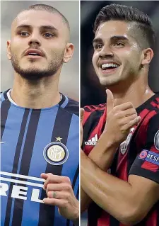  ??  ?? Bomber Mauro Icardi, 24 anni, e André Silva, 21 anni
Quello di domenica sera (ore 20.45) sarà il 167° derby in serie A
L’Inter non otteneva almeno 19 punti nelle prime 7 gare in campionato dalla stagione 2002-03
L’Inter ha segnato in 30 delle ultime...