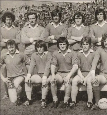  ??  ?? The Meath team that defeated Dublin in the 1975 NFL final, Back (l to r) Mickey Collins, Cormac Rowe, Matt Kerrigan, Mick Ryan, Joe Ronan Giles (captain), Pat Reynolds, Pat Traynor and PJ O’Halloran. Left: Cormac Rowe scored two points in the decider.