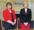  ?? FOTO: DPA ?? Premiermin­isterin Theresa May (r.) und Arlene Foster, Chefin der Democratic Unionist Party.