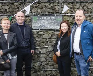  ??  ?? Judith, David, Deirdre and Gerard Linnane, PJ Linnane’s sons and daughters.