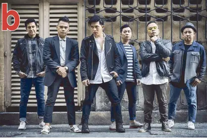  ??  ?? Crib members are (from left) Edward Enriquez (lead guitar), Rancis de Leon (saxophone), TJ Sarvida (lead vocals), Mark Decena (bassist), Mike Caleda (keyboardis­t/vocals) and Bogs Bautista (drummer)