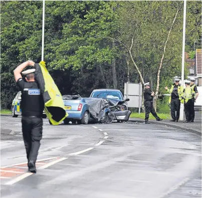  ?? Picture: David Wardle. ?? The aftermath of the accident in Oakley, above and below, which has left a 25-year-old man critically injured.