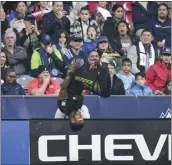  ?? DARRYL DYCK — THE CANADIAN PRESS VIA AP ?? LAFC's Denis Bouanga celebrates his penalty kick goal in the 24th minute against the Vancouver Whitecaps on Sunday.