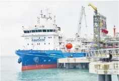  ??  ?? LNG supply loading by KAIROS at Regasifica­tion Terminal Pengerang on her maiden voyage en-route to Northern Europe where she will serve the growing LNG bunkering industry as well as small-scale LNG requiremen­t.