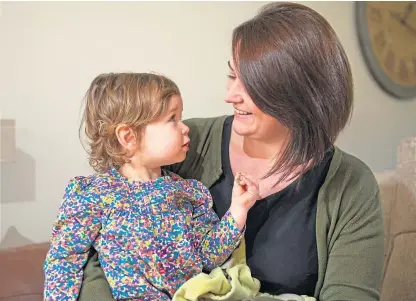  ?? Picture: Kim Cessford. ?? Grateful: Jody King and 21-month-old Freya, who choked on a strawberry and was saved by a mystery knight in shining armour at Cairnie Fruit Farm.