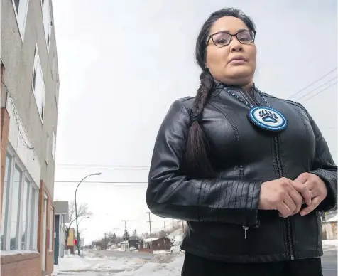  ?? BRANDON HARDER ?? White Pony Lodge co-founder Shawna Oochoo, shown outside the organizati­on’s North Central office, will be talking about her personal story of recovery and healing as one of several speakers at Thursday’s University of Regina Change Makers alumni event.