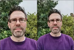  ??  ?? Left: Default selfies. Right: Wideangle selfie.