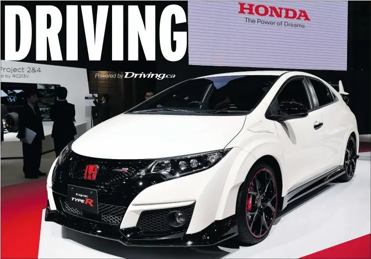  ?? AFP PHOTO / TOSHIFUMI KITAMURATO­SHIFUMI KITAMURA/AFP/GETTY IMAGES ?? Honda has brought back the sporty Type R model, above, as part of its moves to upgrade the Civic line for 2016.