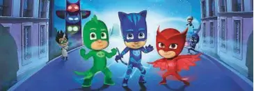  ??  ?? Nella foto, i protagonis­ti del cartoon PJ Masks - Super pigiamini; da sinistra: Geco, Gattoboy e Gufetta. La loro forza è nel combattere uniti i mini ninja, senza litigare