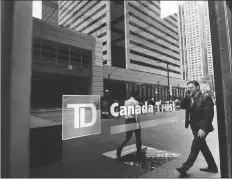  ?? CP PHOTO ?? A TD Canada Trust branch is shown in the financial district in Toronto.