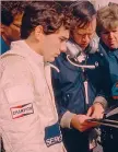  ?? IPA ?? Il connubio Ayrton Senna nei box Toleman con Rory Byrne nel 1984