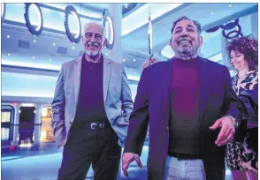  ?? Rachel Aston Las Vegas Review-journal @rookie__rae ?? Jim Dolan, CEO of Sphere Entertainm­ent Co., right, and David Dibble, CEO of MSG Ventures, address the media Thursday during a tour of the atrium inside The Sphere.