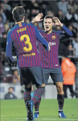  ?? FOTO: PEP MORATA ?? Coutinho, invitado por Piqué a hacer un gran final de temporada