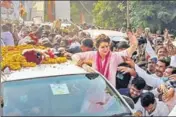  ?? PTI ?? Congress in charge for UP, Priyanka Gandhi Vadra, during her 'Kisan Nyay Rally', in Varanasi on Sunday.