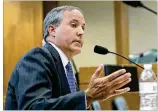  ?? ERIC GAY / ASSOCIATED PRESS 2015 ?? Texas Attorney General Ken Paxton has taken a hard line against sports betting, but supports lifting the federal ban, citing state’s rights.
