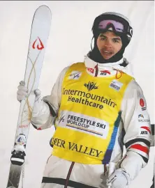  ?? JEFF SWINGER/THE ASSOCIATED PRESS ?? Mikaël Kingsbury is the first male to defend both the moguls and dual moguls world championsh­ips.