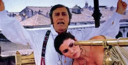  ??  ?? Al cinema Alberto Sordi e Serena Grandi in una scena del film diretto da Gigi Magni «In nome del popolo sovrano» (1990), con le musiche di Nicola Piovani