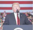  ?? — Reuters ?? US President Donald Trump speaks at Phoenix-mesa Gateway Airport in Mesa, Arizona.