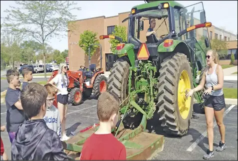  ?? ?? FARM SAFETY -- Wapakoneta High School FFA members educated youth at Wapakoneta Middle School during their
annual safety day.
Wapakoneta FFA president Braidon Lee
said they were educating kids about being safe around equipment, making
sure they know the do’s and dont’s around equipment and what they need to watch out for such as manure pit and
grain bin safety.
Members of the Wapakoneta Fire
Department, Police Department and Wapakoneta’s Electric Department also featured safety. FFA Advisor Ron Brown
sees it as an opportunit­y to prevent a bad accident and save lives.