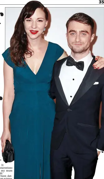  ??  ?? ‘I’M SO LUCKY’: Daniel Radcliffe with actress girlfriend Erin Darke