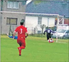  ??  ?? Fraser MacFarlane nets the final goal of the game.