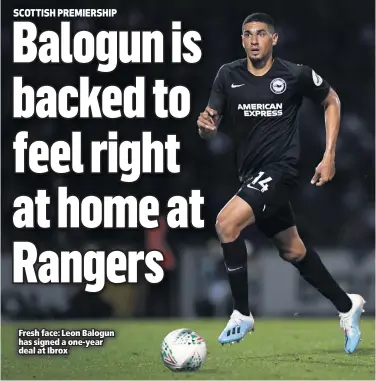  ??  ?? Fresh face: Leon Balogun has signed a one-year deal at Ibrox