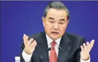  ?? KUANG LINHUA / CHINA DAILY ?? Foreign Minister Wang Yi tells reporters on Wednesday that BRICS members will focus on key economic areas.