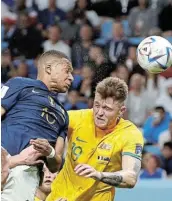  ?? Picture: REUTERS/ISSEI KATO ?? BAG OF TRICKS: France's Kylian Mbappe scores France's third goal against Australia at Al Janoub Stadium, Al Wakrah, Qatar on Tuesday.