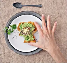  ??  ?? Brunch of choice: avocado is high in calories, but keeps hunger at bay