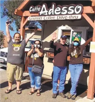  ?? ANNIE HEILBRUNN U-T ?? Fans congregate Saturday at Caffe Adesso in Alpine, a coffee shop owned by the Musgrove family, the morning after Joe Musgrove pitched a no-hitter. The line was much longer than normal. Even Mark Grant came.