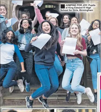  ??  ?? ®Ê JUMPING FOR JOY: Pupils at King Edward VI High School for Girls, Birmingham