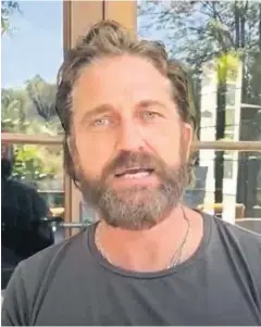  ??  ?? Star fundraiser Gerard Butler recording a video in support of the Big Girly Quiz to raise funds for CHAS