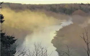  ??  ?? Bernice Macdonald watched as wispy morning fog rolled along the shores of the West River in Antigonish, N.S.