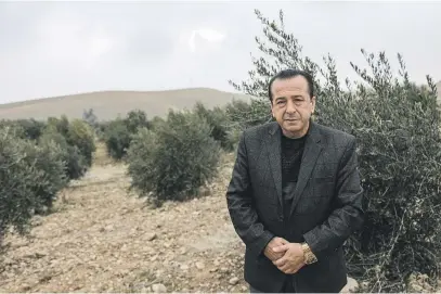  ?? Picture: AFP ?? PIONEER. Suleiman Sheikho, a 56-year-old Syrian Kurd from Afrin, stands at an olive farm made of trees smuggled from neighbouri­ng Syria. Sheikhois believed to be the first person who introduced the concept of olive farming and business to Iraqi Kurdish farmers.