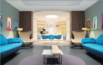  ??  ?? Air France’s flagship transit lounge at Charles de Gaulle Airport in Paris includes a dedicated relaxation area with loungers for quick naps. The airline put its focus on wellness in designing the newly expanded business class lounge.