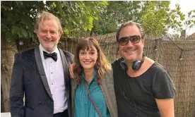  ?? ?? W1A actors Hugh Bonneville and Sarah Parish (left) would reteam with its writer, Rufus Jones (right), on the comedy drama Forty Acres. Photograph: @sarahparis­h23