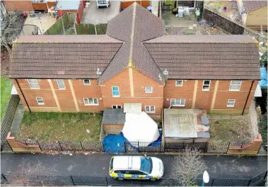  ?? Pictures: MATT CARDY/ GETTY, ADAM GRAY/ SWNS, STEVE PARSONS/ PA ?? A forensics tent outside Barton Court, Bristol, yesterday where body parts were found in the search for Becky, right, who has been missing since February 20