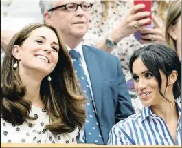  ?? STEVEN PASTON / GTRES ?? Buena sintonía. Al principio parecía que había buena sintonía entre Catalina de Cambridge y Meghan Markle. Para la exactriz su futura cuñada fue un gran apoyo cuando se hizo público su compromiso con Enrique