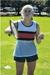  ??  ?? Felixton College’s Kelly Schnell watches the ball at the tennis station