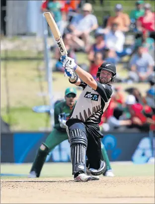  ?? Picture: AFP ?? BATTING BLITZ: Corey Anderson of New Zealand bats during the Twenty20 Internatio­nal cricket match between New Zealand and Bangladesh at Bay Oval in Mount Maunganui yesterday