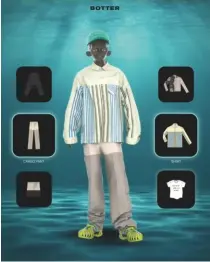  ??  ?? BOTTER A digital cloakroom developed by Trappist Monk allows users to dress cartoon character Aqua Novio for S/S21