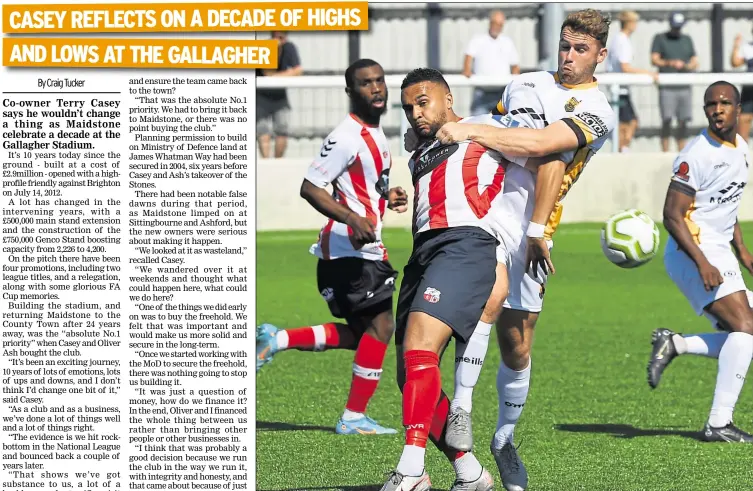  ?? Picture: Steve Terrell ?? Maidstone got to grips with Sheppey United last Saturday, winning their pre-season friendly 5-1 at Holm Park