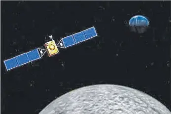  ?? FOTOS: CHINESE STATE MEDIA/DPA/IMAGO(1) ?? China meldete die erfolgreic­he Landung der Sonde „Chang'e 4“auf der dunklen Seite des Mondes, hier in einer Animation.