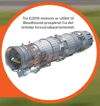  ??  ?? Tre EJ200-motorer er utlånt til Bloodhound-prosjektet fra det britiske forsvarsde­partemente­t.