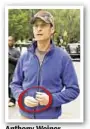  ??  ?? Anthony Weiner can’t let go as he fiddles with wedding ring – one day after wife filed for divorce.