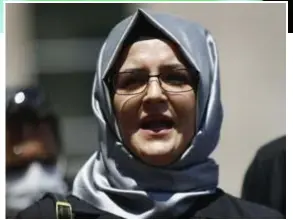  ?? FOTO AP ?? Hatice Cengiz, verloofde van de in 2018 vermoorde Saudische columnist Jamal Khashoggi.