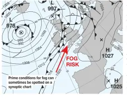  ??  ?? Prime conditions for fog can sometimes be spotted on a synoptic chart